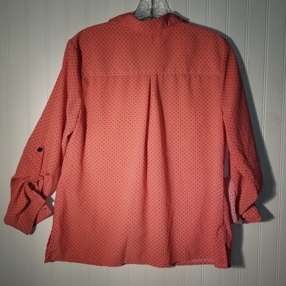 NWOT Studio Works PL Peach/Black LS blouse - Picture 7 of 9
